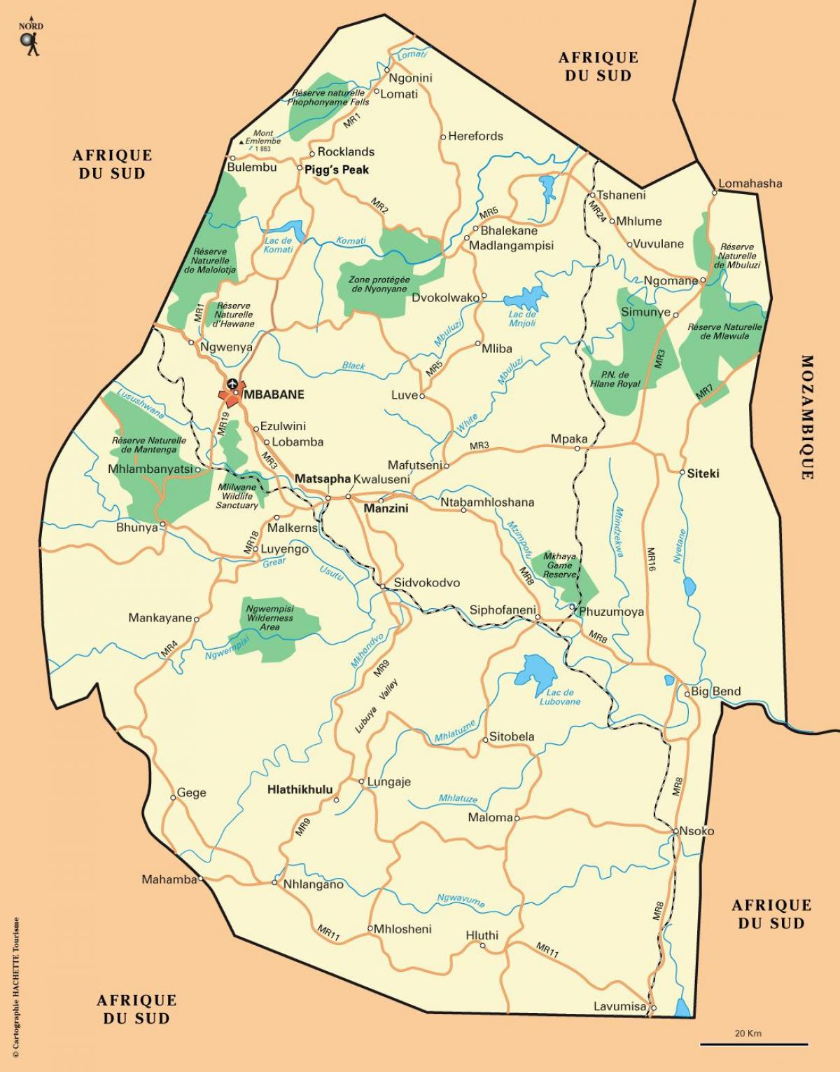 vallée d'ezulwini Swaziland carte
