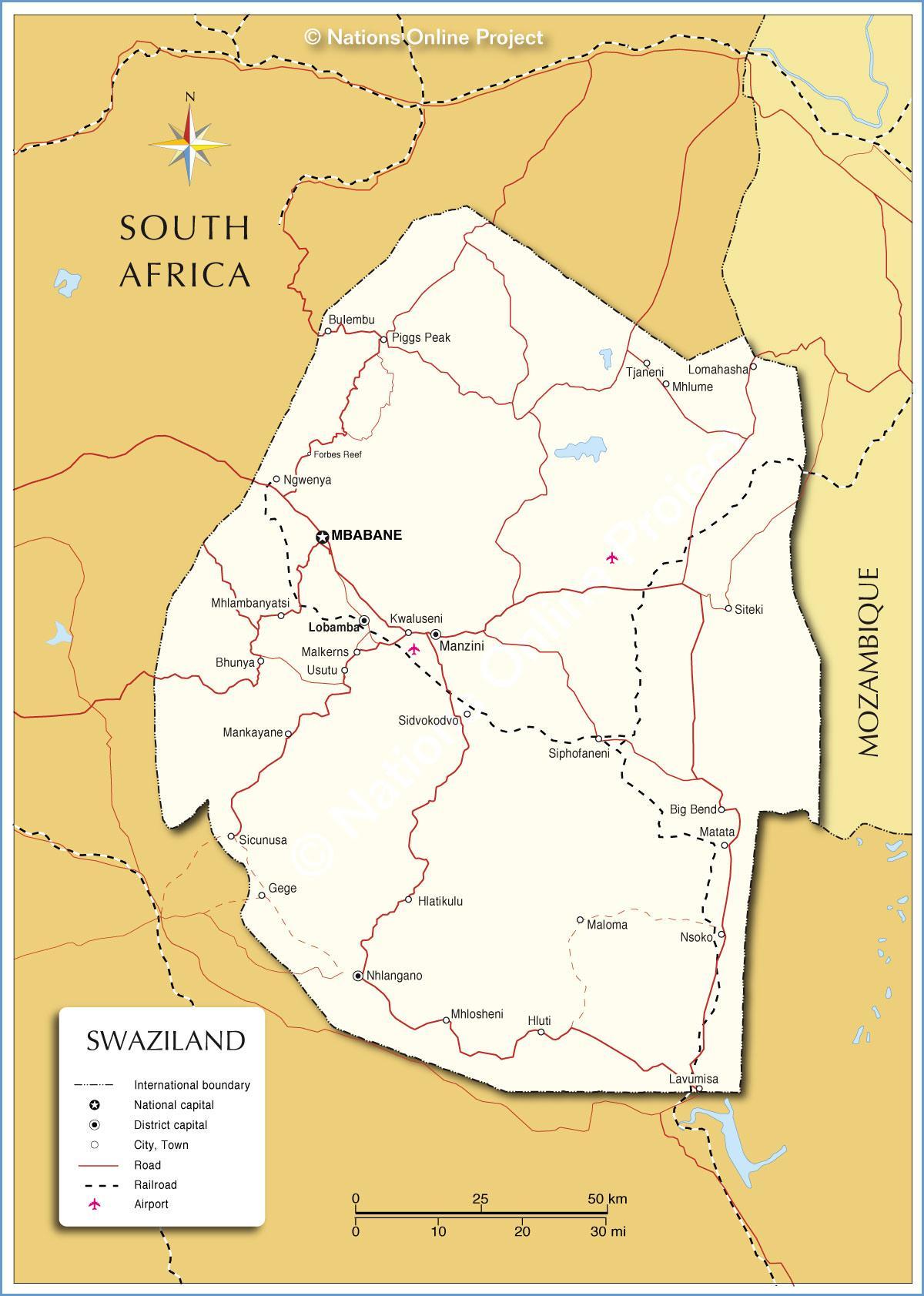 Carte de nhlangano Swaziland