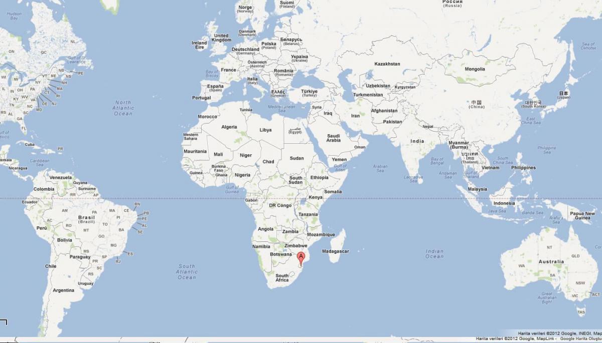 Carte du Swaziland sur le monde